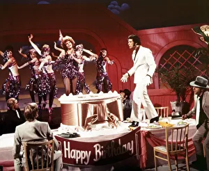 Raquel Welch and Tom Jones performing during a TV show television dancing