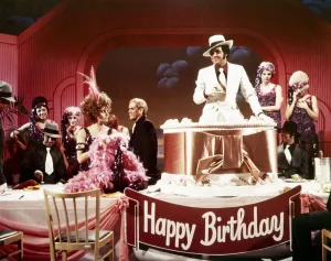 Raquel Welch and Tom Jones performing during a TV show television singer