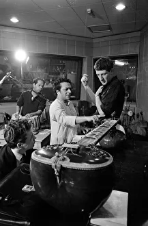 Ravi Shankar in discussions with Producer Jonathan Miller in the BBC sound studio