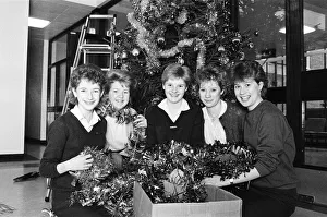 00523 Prints: Rawthorpe High School pupils decorating the Christmas Tree in the entrance to St Luke