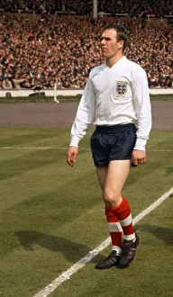 Ray Wilson of England walks out on to the pitch at Wembley Stadium May 1963