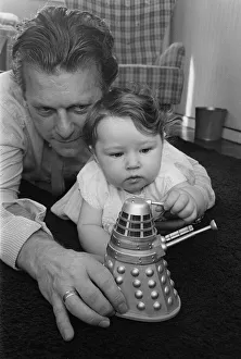 Raymond Cusick designer of the Daleks from Doctor Who 1965 playing with his