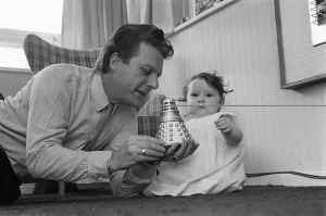 Raymond Cusick designer of the Daleks from Doctor Who 1965 playing with his