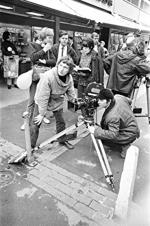 Reading Post Z Cars location film unit filming outside Woolworth in Maidenhead. May 1969