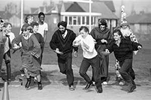 Frying Pan Prints: Ready to race... Moorend High School pupils had to wait until their timetables could