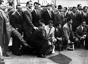 Real Madrid football players arrives in Glasgow for European Cup football match tie