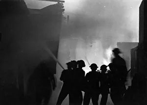 Silhouette Prints: During a recent air raid incendiary bombs fell in London causing some fires which were