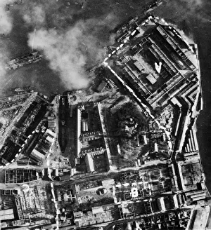 Allies Prints: A reconnaissance photograph taken after a major night raid by a mixed force of United