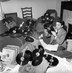 Record collector: Mr. Brodetsky a Leeds record collector seen here with his collection