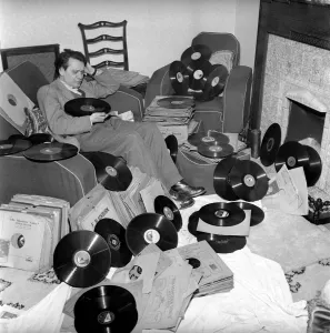 Record collector: Mr. Brodetsky a Leeds record collector seen here with his collection