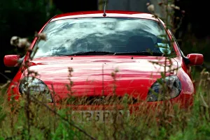 00143 Prints: A RED FORD PUMA EXTERIOR PARKED IN GRASS AREA AUGUST 1997
