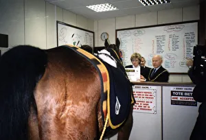 Red Rum making a personal appearance at The Surrey Racing Bookmakers in Woking Surrey