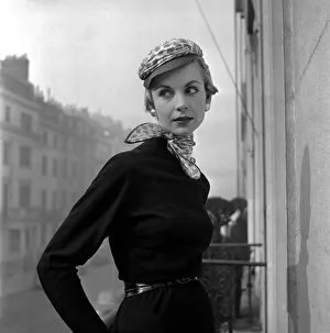 Mannequin Prints: Red and white apache cap with matching neckerchief modelled by Shirley Werthington