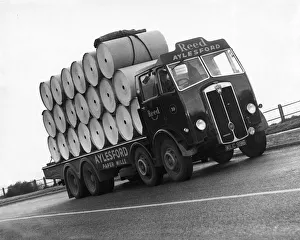 Reels of newsprint paper bound for the Daily Mirror printing presses in central London