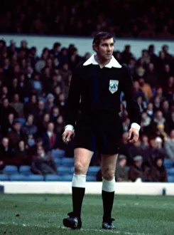 Officials Prints: Referee Jack Taylor during the Leeds v Norwich City match January 1977