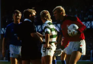 Referee talks to Celtic and Rangers players October 1987 Frank McAvennie