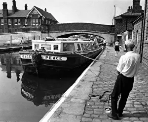 Barge Prints: Reflections of peace, for a hardworking canal boatman as he ties up a converted holiday