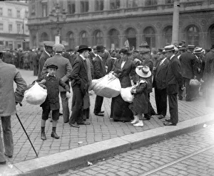 Refugees Prints: Refugees from the advancing German Army in Brussels seen here awaiting evacuation