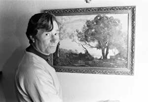 00413 Collection: Reg Varney, actor and painter, with his first work, pictured at home in Enfield