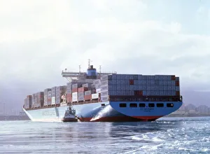Cargo Prints: The Regina Maresk the worlds largest container ship seen here being assisted in to port
