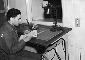 01436 Prints: Reichsender Hamburg radio station now under British control. Lieutenant G. H