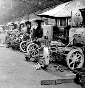 1914 Prints: Remaining cars at a British depot in France, World War I, Circa 1914