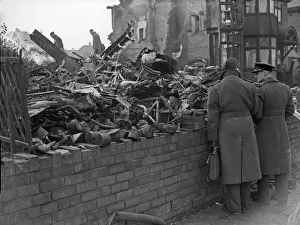 Wreckage Prints: The remains of 281 and 283 Hales Lane, Smethwick after Heinkel He 111 1G+KM Wk Nr 1555 of