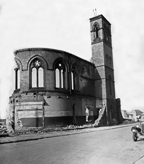 Devastation Prints: The remains of St Philips Church in central Hull following the raids of May 1941