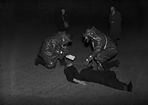 Rescuing a casualty. A series of realistic exercises were carried out at the A. R. P