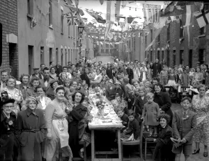 Residents of Catherine Mead Street, Bedminster, Bristol, celebrate the Coronation in 1953