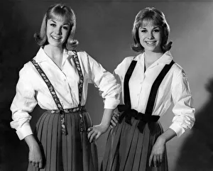 Manniquin Prints: Reveille fashions 1962: Susan and Jennifer Baker seen here modeling Alpibe dresses in