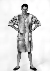 Dressing Gown Prints: Reveille Fashions 1963: Michael Lister modelling the latest in mens night attire