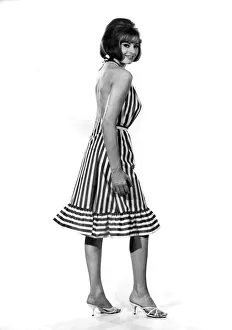 00056 Prints: Reveille Fashions 1964: Margaret Loraine modeling a striped summer dress