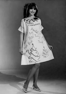 Reveille Fashions 1966: Joanne Young modelling christmas dress