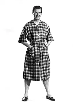 00048 Prints: Reveille Fashions: Peter Wright modelling dressing gown. January 1961 P006869