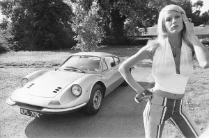 Reveille model Heidi seen here posing with a Ferrari Dino GT which is NOT A top prize in