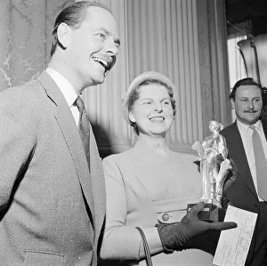 Award Ceremonies Prints: Reveille present the award of Britains Ideal Housewife for 1957 to Mrs PC Hebblewaite