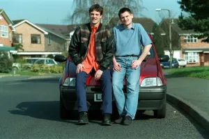Richard Alford TV Presenter October 97 Sitting on car with his best mate Dean