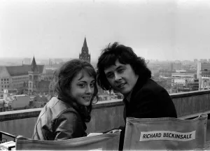 Richard Beckinsale and Paula Wilcox during a shoot for The Lovers