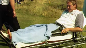 Richard Boxall Golf Open Golfer in agony as he is taken into an ambulance