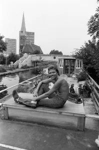 Richard Branson aboard his houseboat / office at Maida Vale, London. 31st July 1982