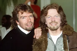 Richard Branson entrepreneur at Madame Tussauds with a waxwork model of himself