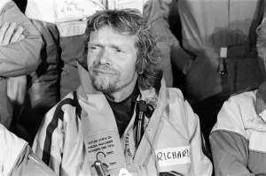 01268 Prints: Richard Branson pictured after being rescued from The Virgin Atlantic Challenger