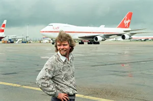 One Mid Adult Man Only Prints: Richard Branson seen here on the apron at Heathrow to welcome the first Virgin airways