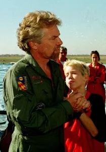Millionaire Prints: Richard Branson with son Sam Branson after the Virgin Global Challenge balloon broke its