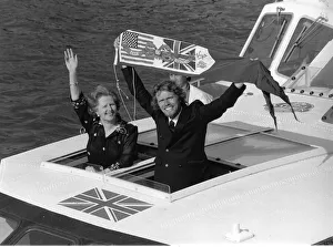 Atlantic Prints: Richard Branson tycoon with Margaret Thatcher on his boat Virgin Atlantic Challenger II