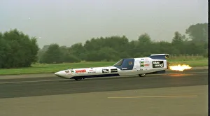 Richard Brown in Gillette Mach 3 Challenger Rocket 1998 as he makes a successful