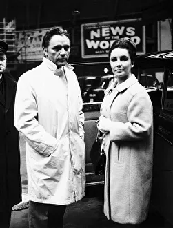 Richard Burton Actor with wife Elizabeth Taylor Actress at Paddington Station