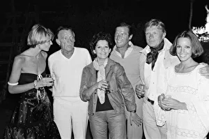 Richard Burton Actor with wife Susan And friends Luisa Moore actor Roger Moore