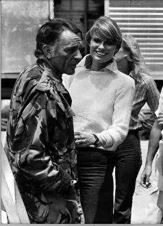 Richard Burton actor with his wife Suzy Burton on the set of the film Wild Geese